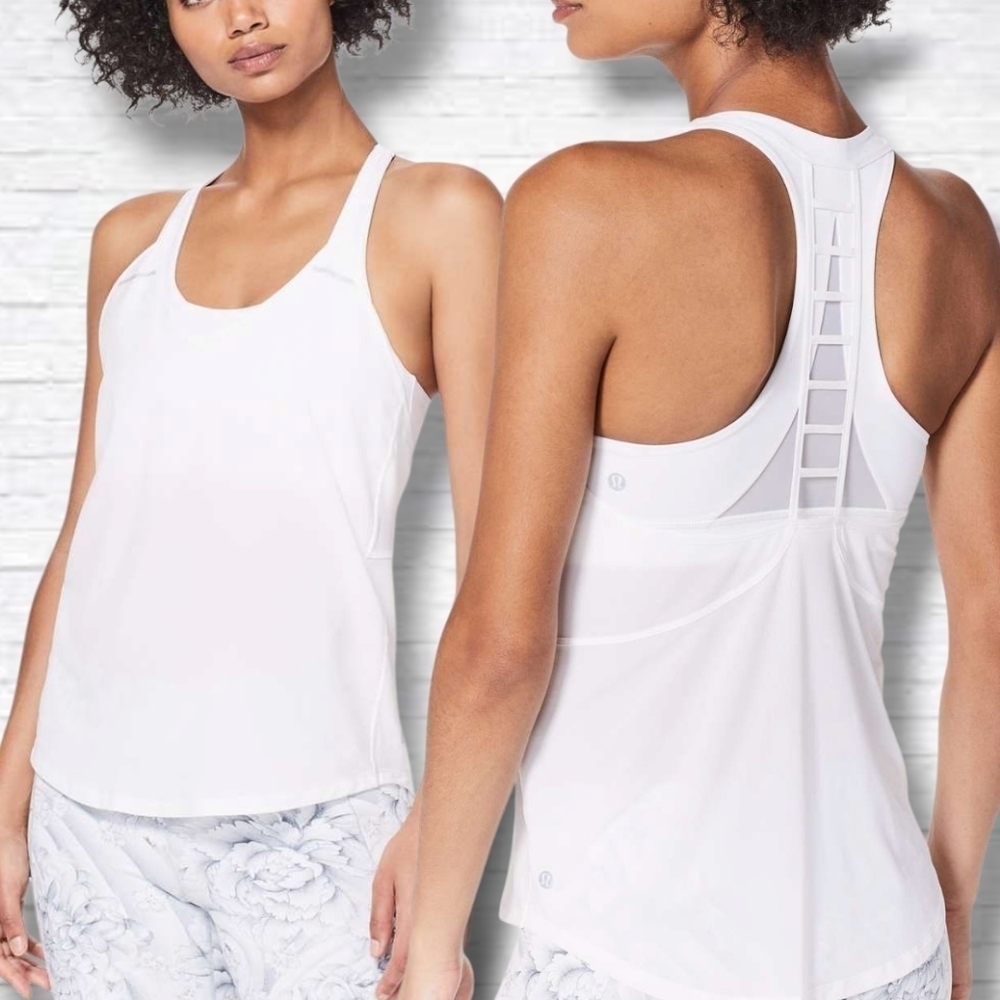 Lululemon "Breezy" Light Pink/White Singlet Tank Top Size S/M